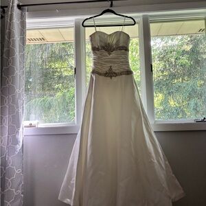 Sottero and Midgley White Wedding Dress with Silver Accents